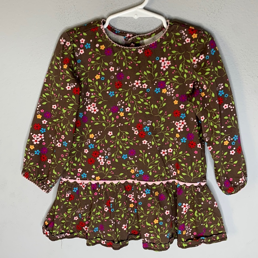 HANNA ANDERSON Dress Skirt Cotton Brown Floral Long Sleeve dress 3